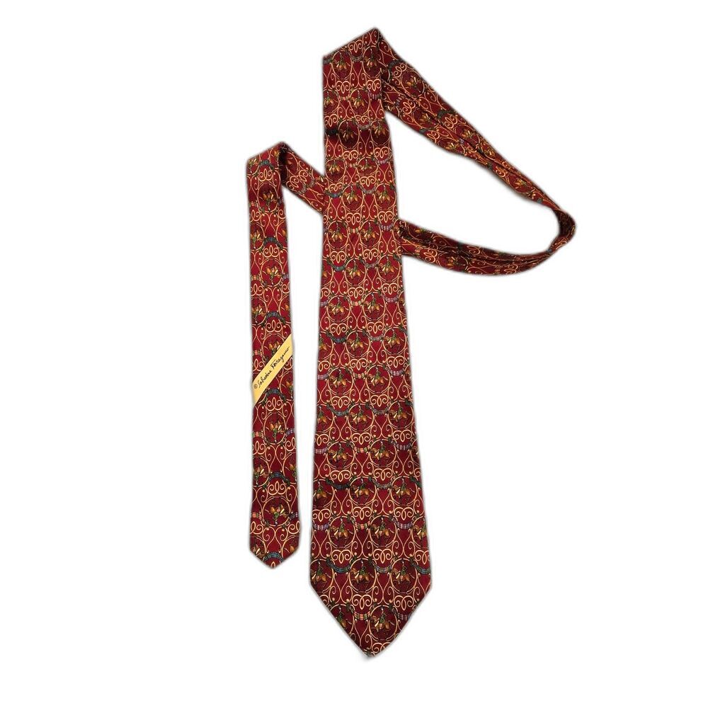 FARRAGAMO 100% Silk Tie Horses Pattern Vintage, Italian Necktie Old Money